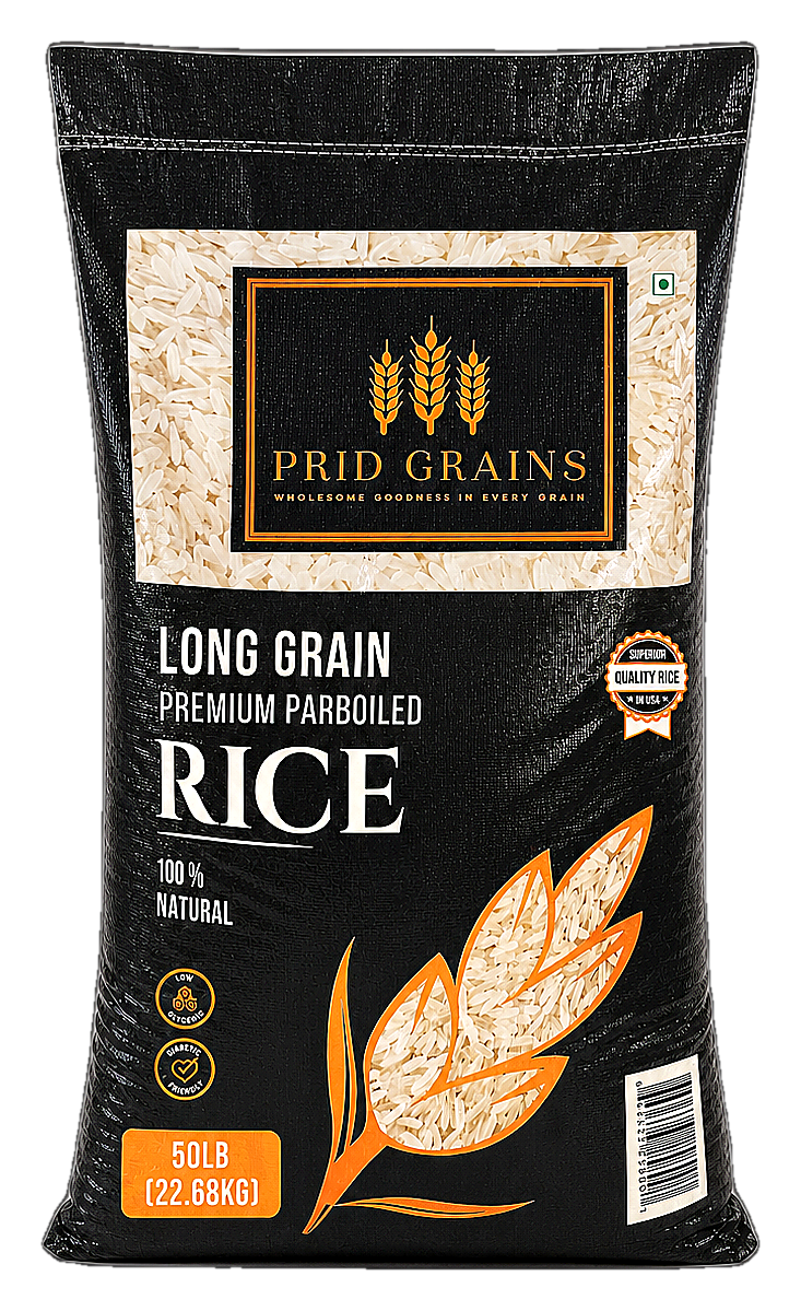 Prid Grains Low GI Premium Parboiled Rice – 50 LB, Wholesale (Pallets ONLY)